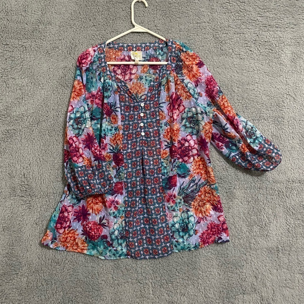 Boho Floral Peasant Top in Multi-Color